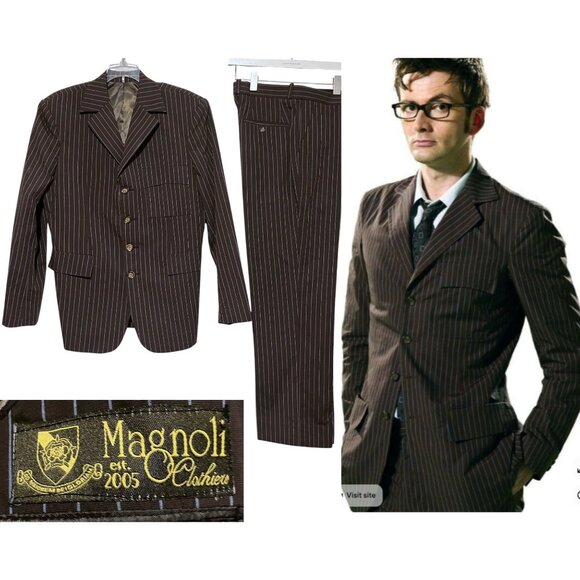 Doctor Who Screen Accurate 10th Doctor Pinstripe Suit Magnoli Clothiers Bespoke - Picture 1 of 15